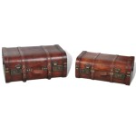 vidaXL 2x Vintage Brown Wooden Treasure Chest Storage Box / Ottoman / Trunk Bench